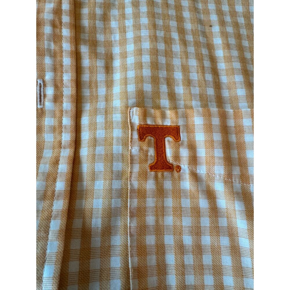Antigua Tennessee Volunteers Orange Gingham Button Down Small